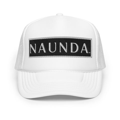 Naunda Word Patch Foam Trucker Hat (White) - Kima Kreates