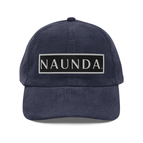 Naunda Word Patch Vintage Corduroy Cap (White) - Kima Kreates