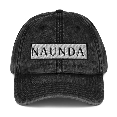 Naunda Word Patch Vintage Cotton Twill Cap (Black) - Kima Kreates