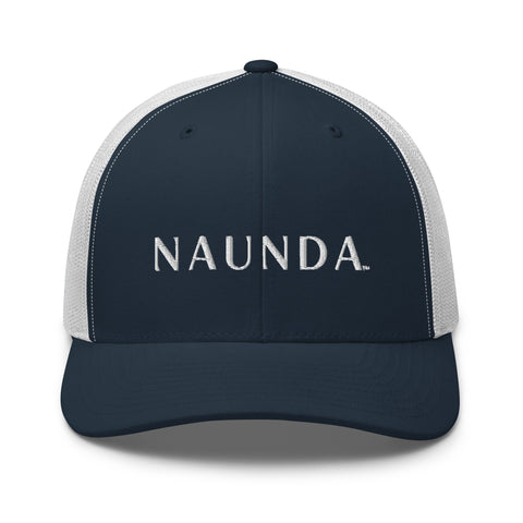 Naunda Word Retro Trucker Cap (White) - Kima Kreates