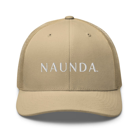 Naunda Word Retro Trucker Cap (White) - Kima Kreates