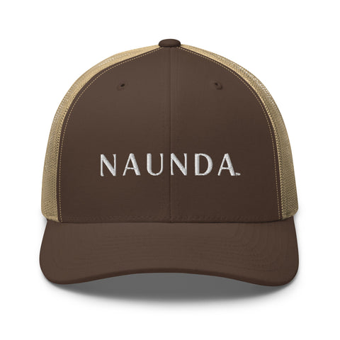 Naunda Word Retro Trucker Cap (White) - Kima Kreates