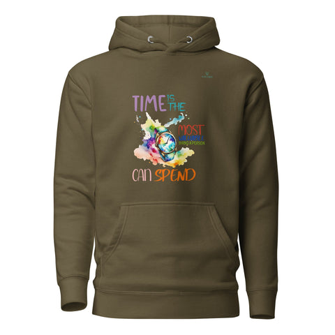 TIME with Turquoise Logo Premium Unisex Hoodie - Kima Kreates