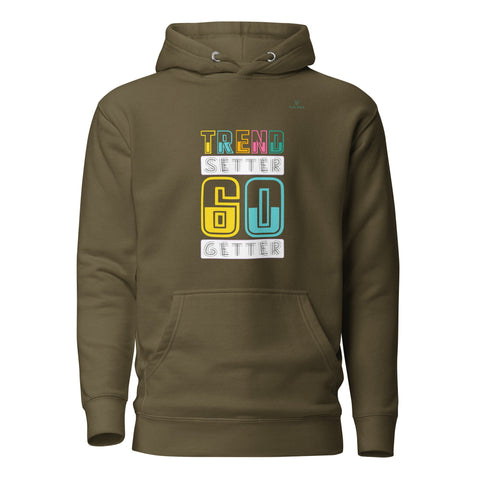 TRENDSETTER GO GETTER with Turquoise Logo Premium Unisex Hoodie - Kima Kreates