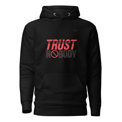 TRUST NOBODY with Red Logo Premium Unisex Hoodie - Kima Kreates