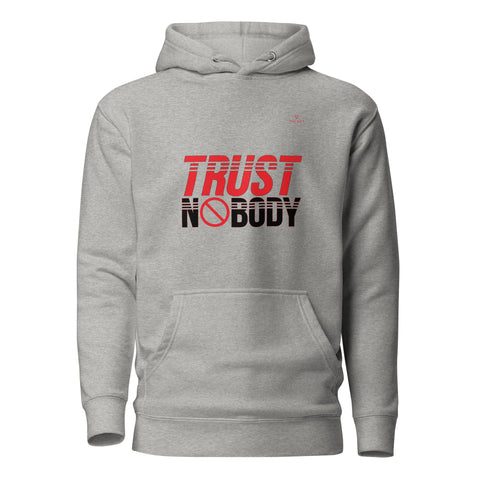 TRUST NOBODY with Red Logo Premium Unisex Hoodie - Kima Kreates