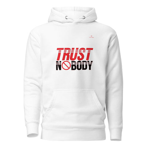 TRUST NOBODY with Red Logo Premium Unisex Hoodie - Kima Kreates