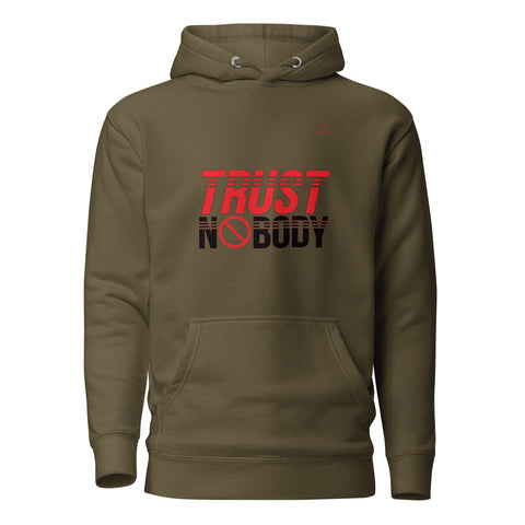 TRUST NOBODY with Red Logo Premium Unisex Hoodie - Kima Kreates