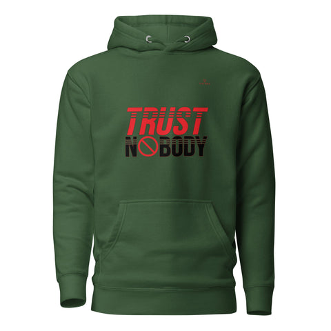 TRUST NOBODY with Red Logo Premium Unisex Hoodie - Kima Kreates