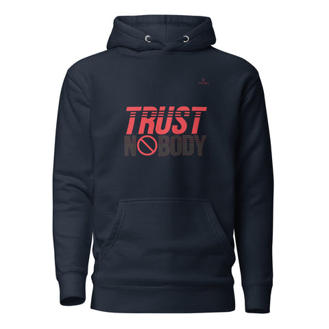 TRUST NOBODY with Red Logo Premium Unisex Hoodie - Kima Kreates
